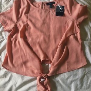 pink forever 21 tie shirt